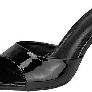 Women's Patent Leather Stiletto Sandals Open Toe Mule High Heel Shoes